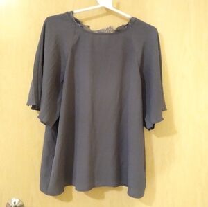 Express Blue Lace Trim Blouse (L)